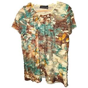 NWT Elementz XL Abstract Colorful Ruffled T-shirt [0035]